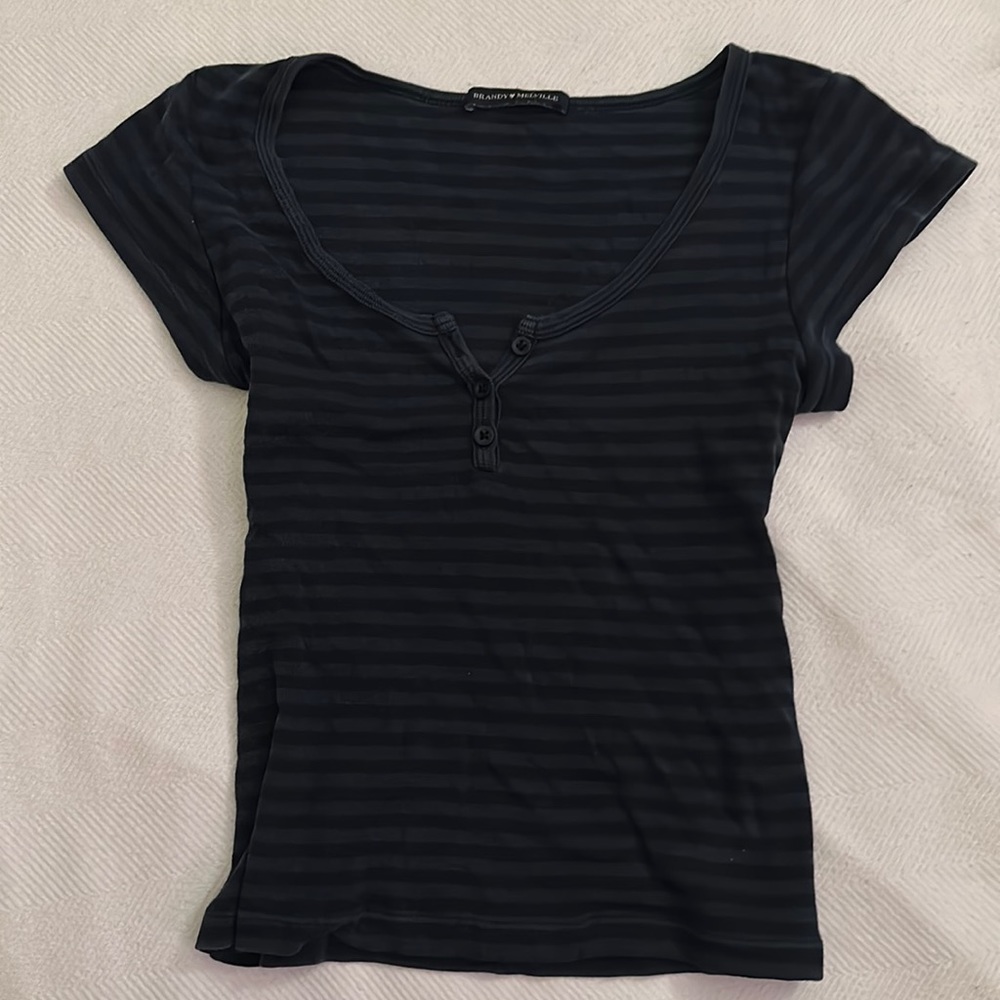 Brandy Melville Black Striped Baby Tee
